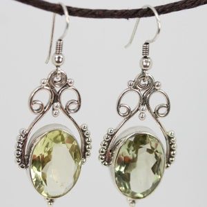 Open Work Prasiolite Queenly Earrings